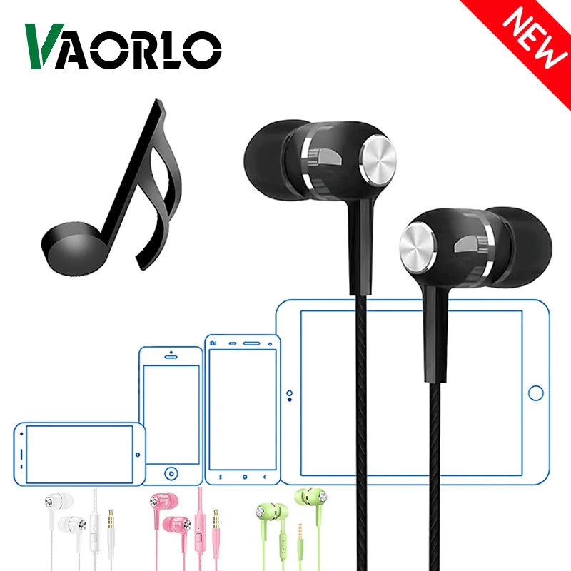 3.5mm Headphones Sports Wired Earphones HIFI Bass Wired Earbuds in-Ear Headset Game Subwoofer with Mic Handsfree Call For Phones Oasis Select