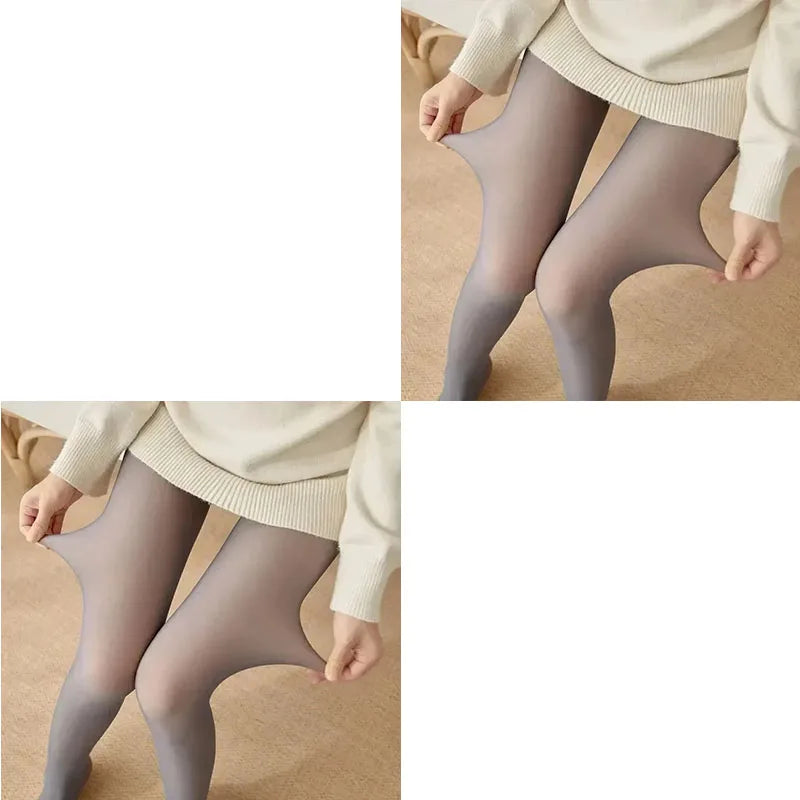 1-3pcs Fleece Tights Woman Warm Winter Pantyhose Sexy Translucent Stockings Thermal Elasticity Panty Fashion Leggings Female Oasis Select Grey 2pcs One Size