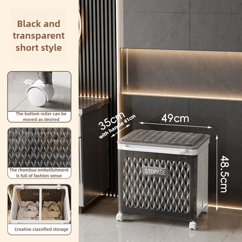 Foldable dirty clothes storage basket, household bathroom dirty clothes basket, movable multifunctional laundry basket Oasis Select Medium Black