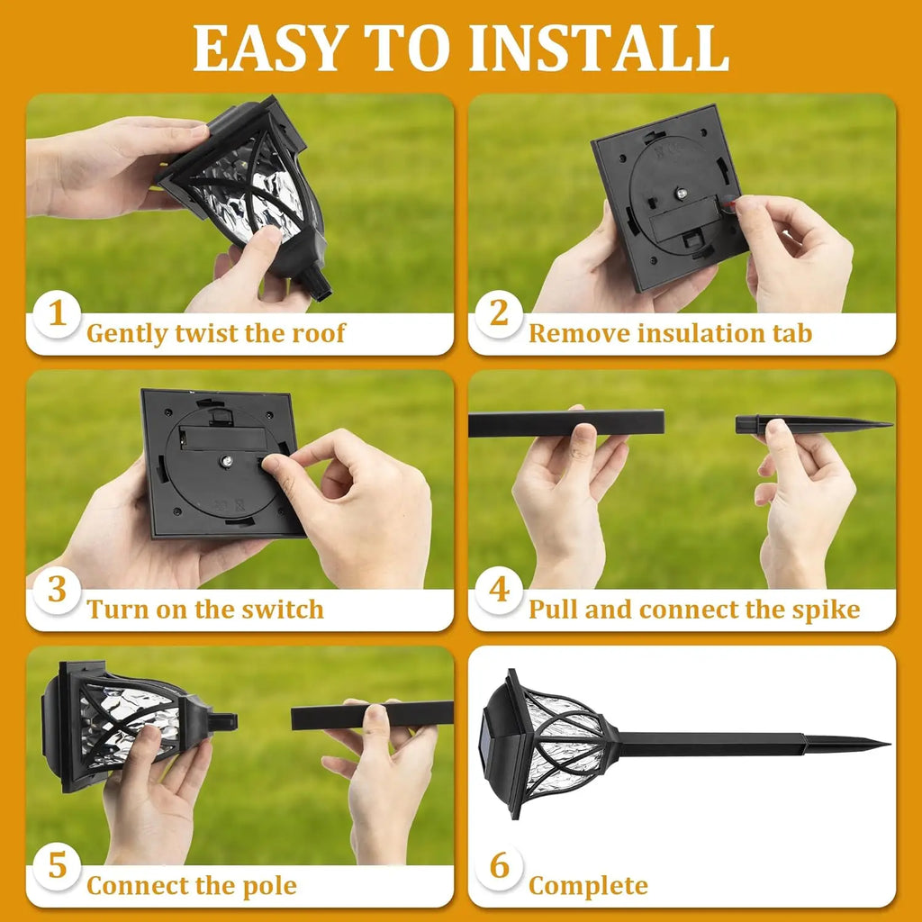 1-8PCS Solar Powered Outdoor Garden Lights Waterproof LED Stake Lamps for Automatic Yard Pathway and Lawn Lighting Oasis Select