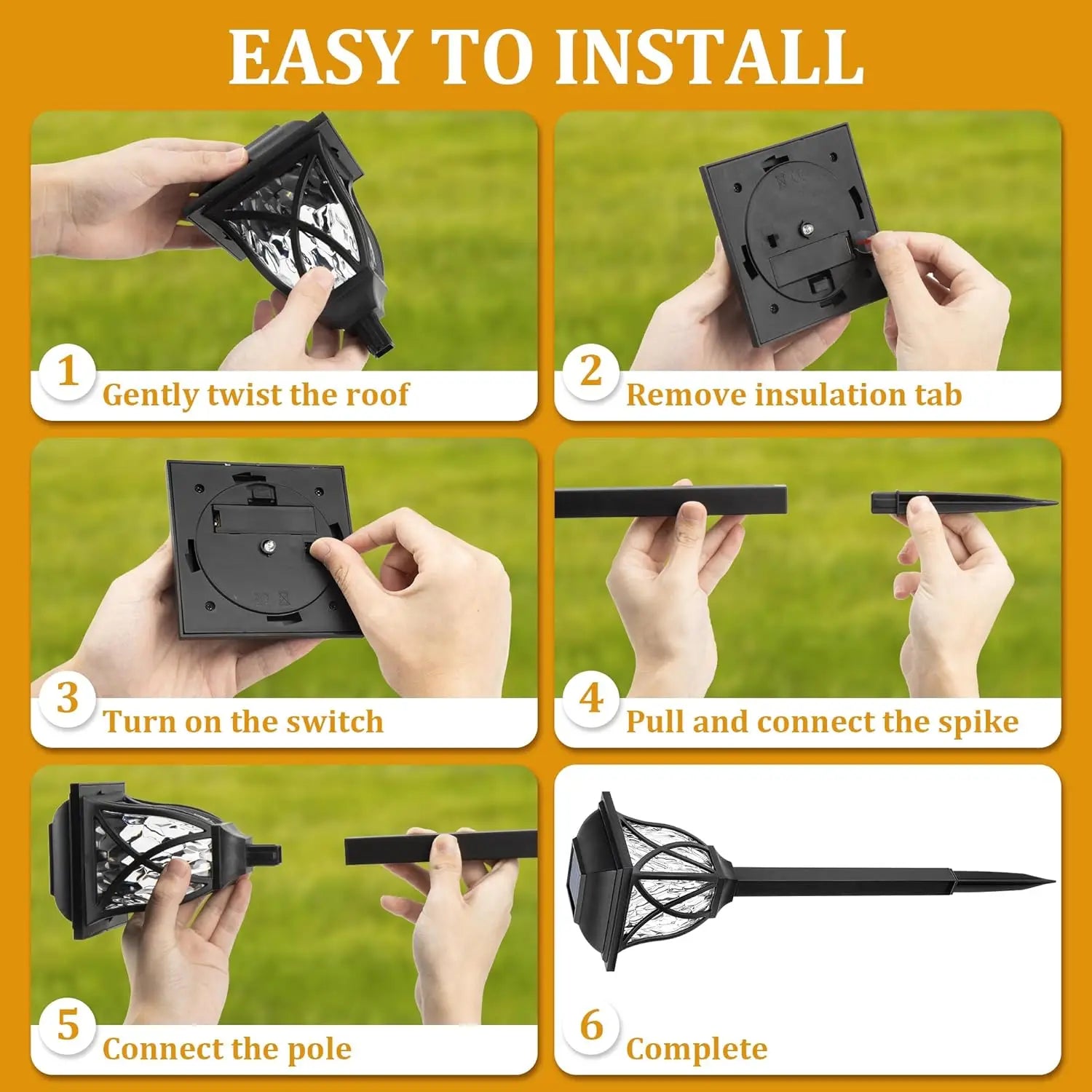 1-8PCS Solar Powered Outdoor Garden Lights Waterproof LED Stake Lamps for Automatic Yard Pathway and Lawn Lighting Oasis Select