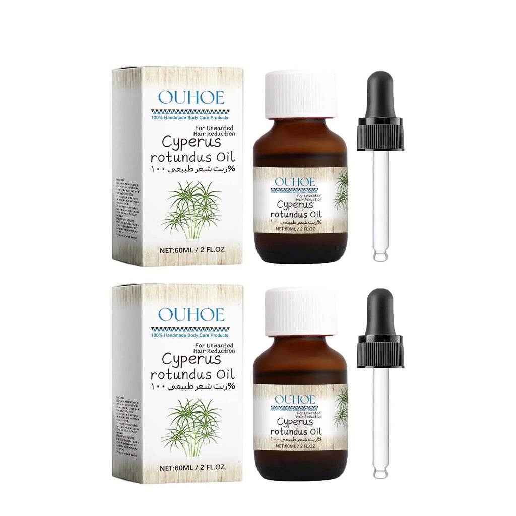 Pure Cyperus Rotundus Oil for Hair Removal Reducing Armpit Legs Arms Body Hair Inhibitor Smooth Body Skin Hair Removal Oil Oasis Select 2Pcs