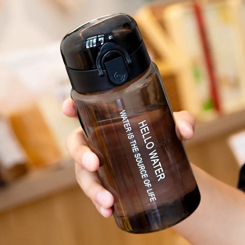 550ml Sports Water Bottle, Large-Capacity Transparent Scale Cup with Straight Drinking Bouncing Lid Outdoor Portable Kettle Oasis Select Black 550ml