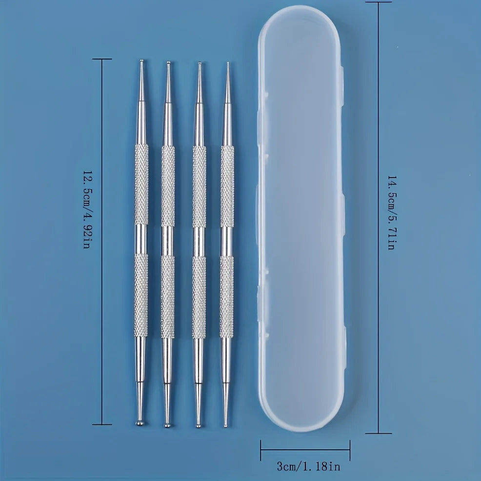 Dual-End Stainless Steel Nail Dotting & Rhinestone Pen Set Nail Art Dotting Tool Oasis Select
