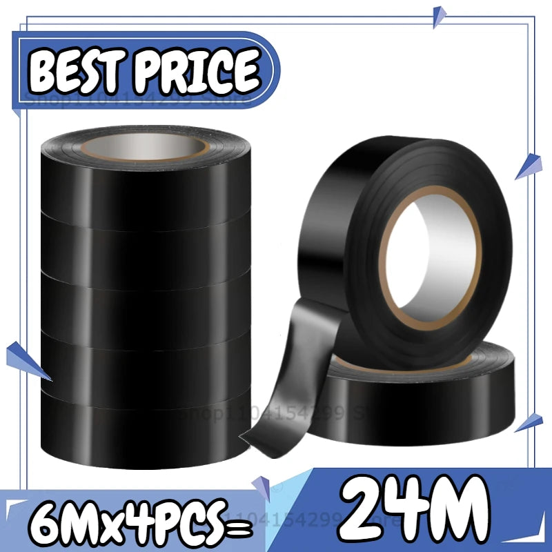 Electrical Insulating Tape Black Electrical Tapes Flame Retardant Strong Adhesive Wire Harness Tape for Electrical Wiring Tape Oasis Select 24M(4roll)
