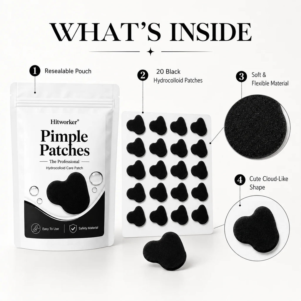 Black Hydrocolloid Pimple Patches, Cute Cloud Shape Acne Spot Stickers, Ultra-Thin Blemish Cover Patches for Daily Skincare Oasis Select 120pcs