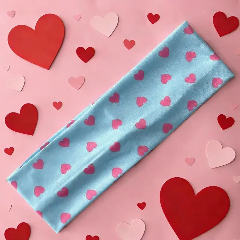 New Love Printed Valentine's Day Hair Bands Korean Sweet Girl Accessories Hair Bands Hundred Fitness Yoga Sports Headdress Oasis Select Blue