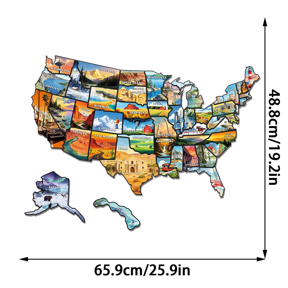 US States Culture Magnetic Puzzle Fridge Magnets American Travel Souvenir Map Jigsaw Refrigerator Stickers Oasis Select CT664