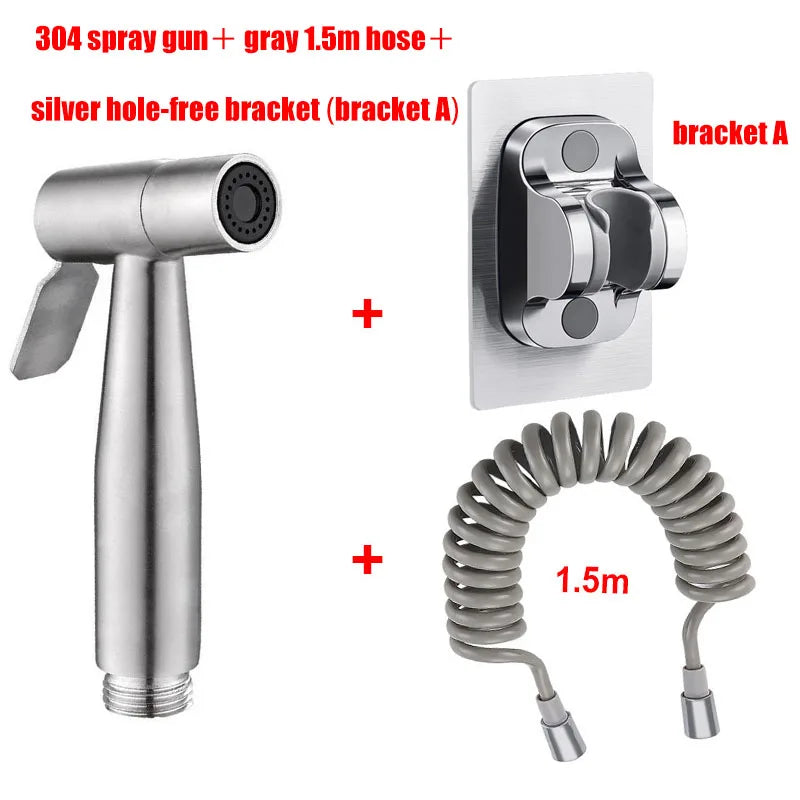 Portable Bidet Toilet Sprayer Stainless Steel Hand Held Spray Toilet Shower Wc Dual Control Angle Valve Bathroom Accessories Oasis Select Package A 3 in 1 G1/2