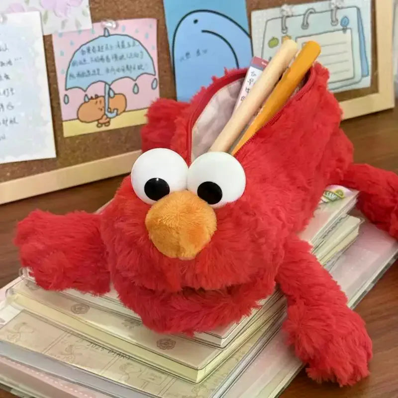 Cute Red Mockingbird Plush Pencil Case Student Stationery School Supplies Kawaii Doll Back To School Storage Bag Pen Stationery Oasis Select