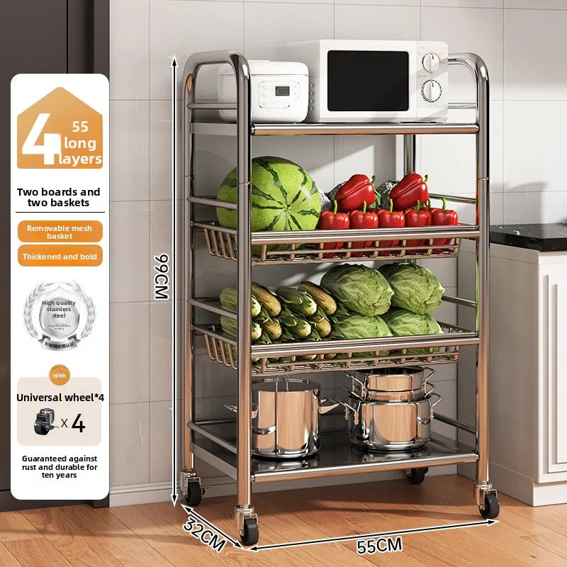 Kitchen vegetable basket rack floor-to-ceiling multi-layer stainless steel shelf new multi-functional kitchen utensils storage Oasis Select 13