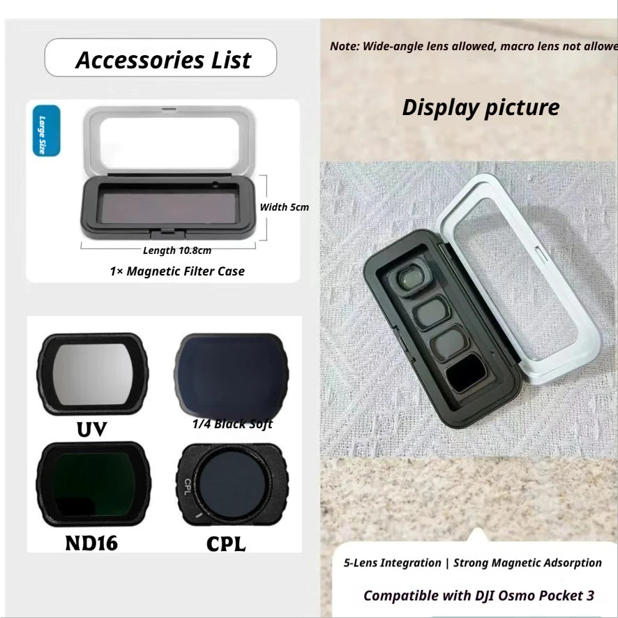DJI Osmo Pocket 3 & 4 Filter Set – CPL ND Black Mist Wide