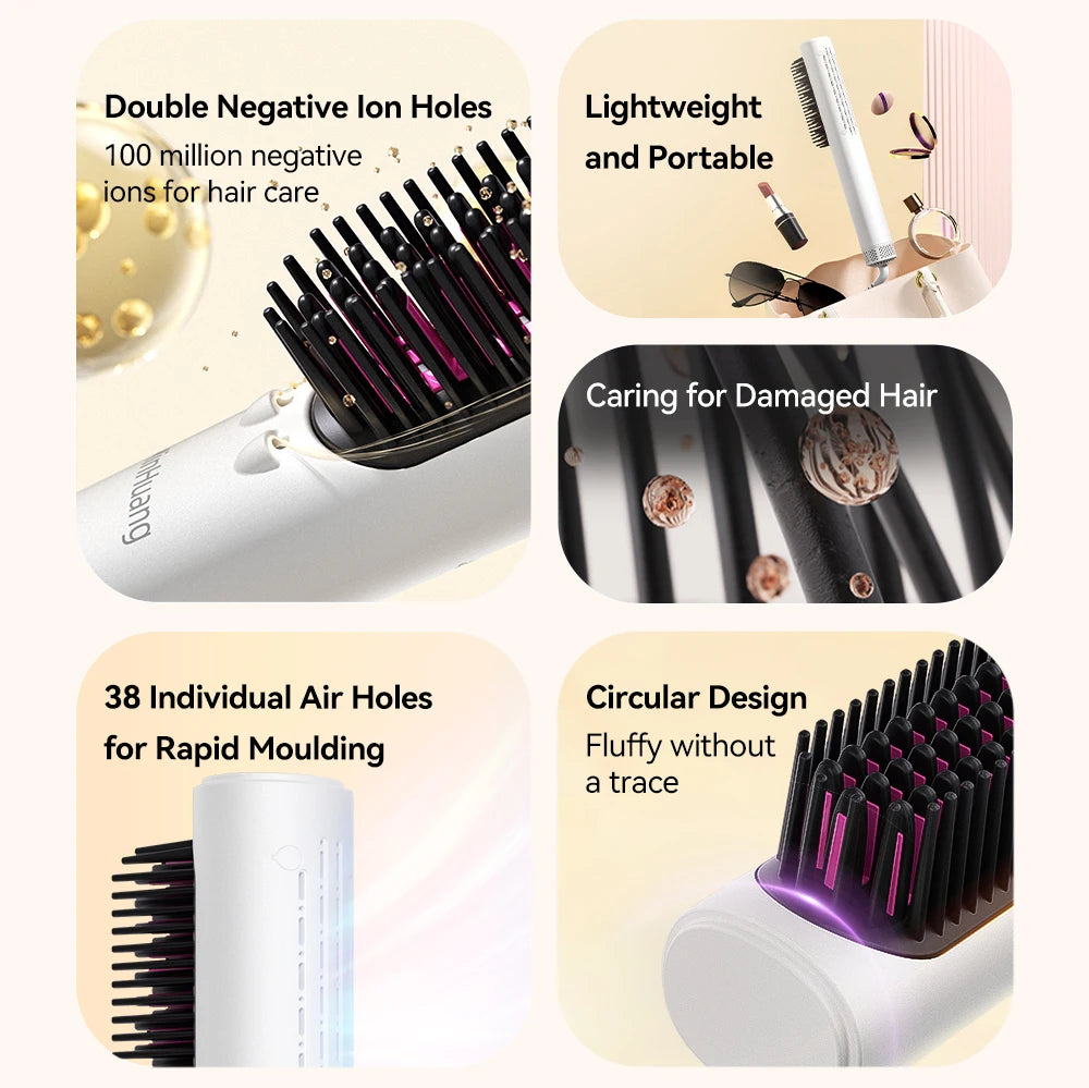 URGGU Ionic Hair Straightening Brush – Anti-Scald, 4 Heat Settings