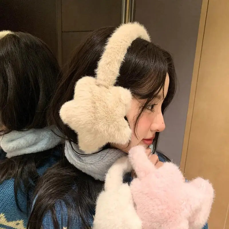 Star Plush Earmuffs – Fluffy Windproof Winter Ear Warmers