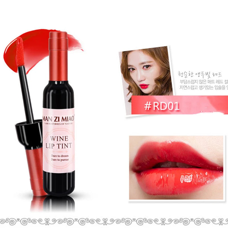 2023 Lipstick Lipgloss Waterproof Long Lasting Lovely Tint Wine Bottle Shape Lip For Women Makeup Gloss Red Sexy Cosmetic Oasis Select a