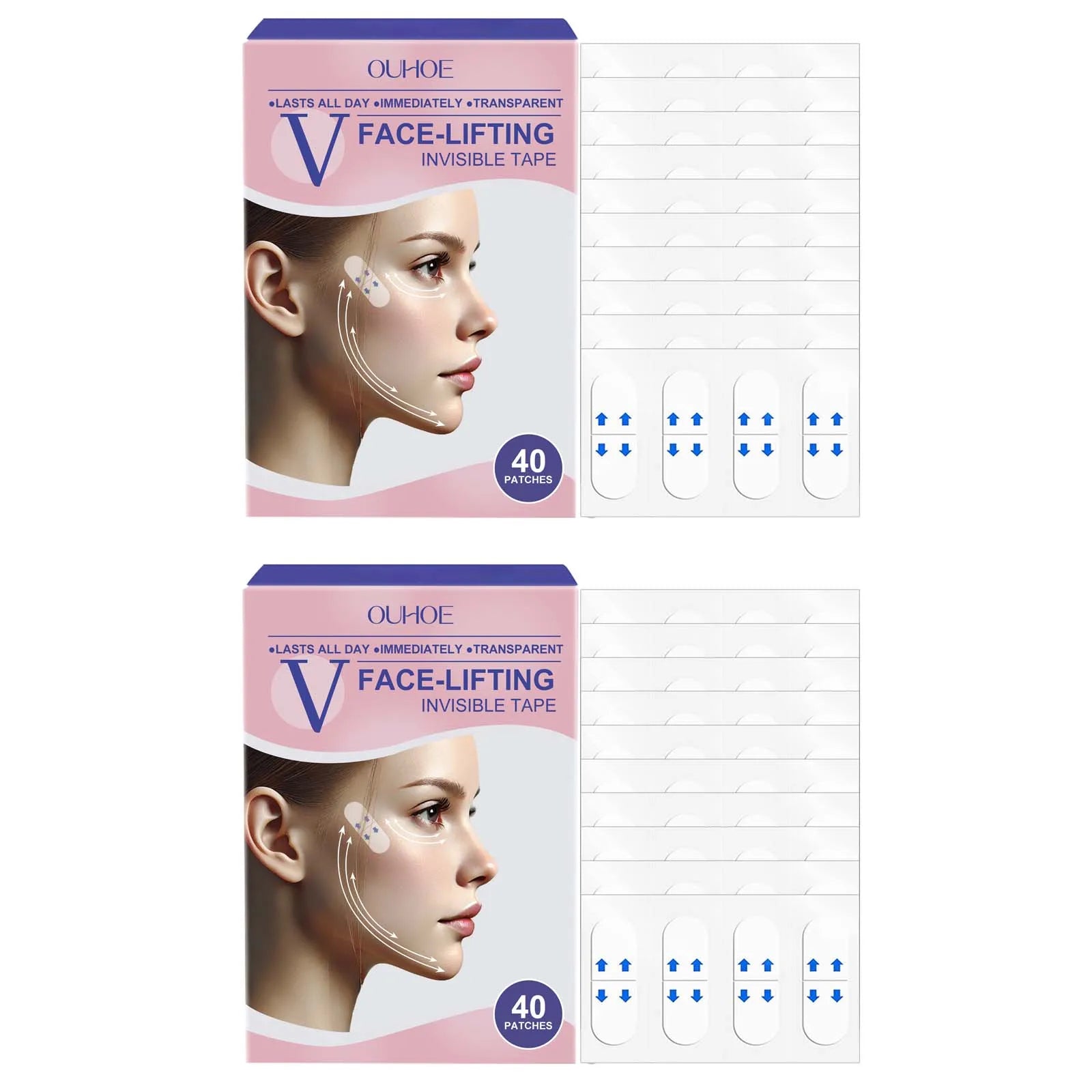 Lifting Face Stickers Invisible Transparent Thin Face Patches Lift Tape V-Shape Chin Patch Facial Shaping Lifting&Tightening Too Oasis Select 80Pcs