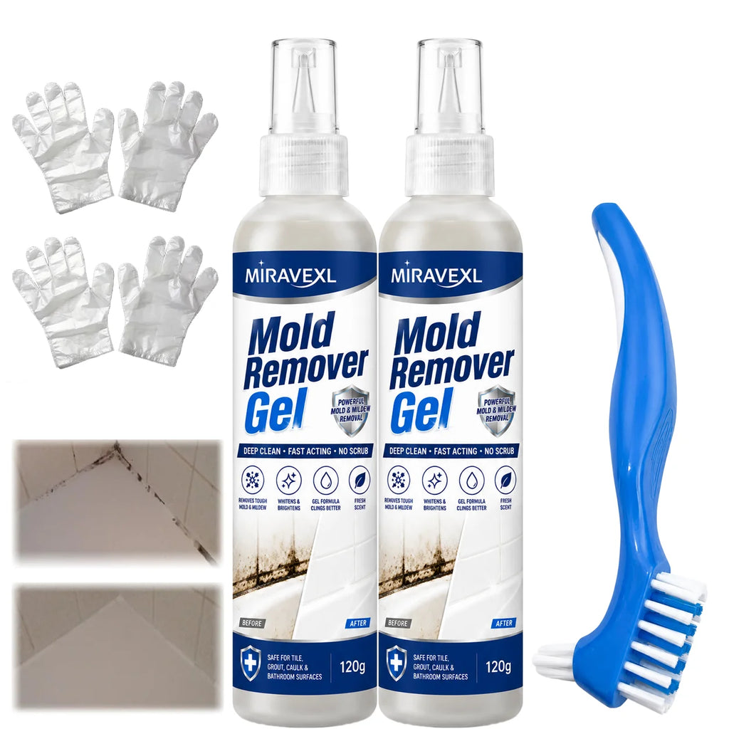 Mildew Cleaning Gel with Brush and Disposable Gloves Fast Acting Mold Remover forBathroom Grout Tiles Kitchen Seals Home Care Oasis Select