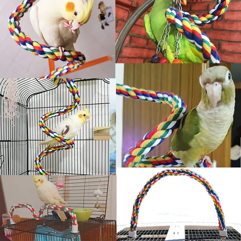 Pet Bird Standing Toys for Parrots Cockatiel Agapornis Parakeet Perch Bird Cages Accessories Bendable Swing Rope Perching Sticks Oasis Select