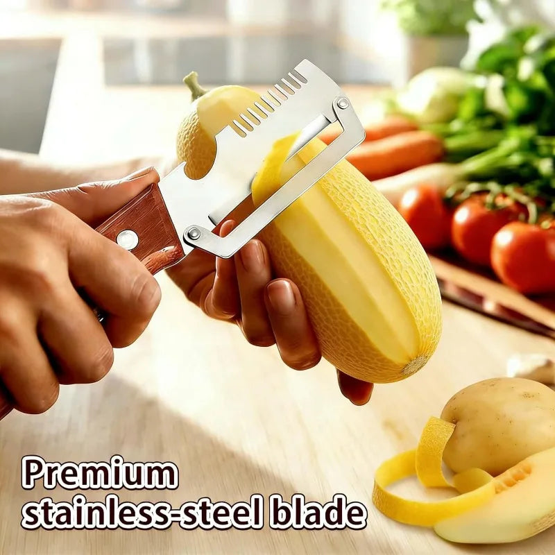 Easy Grip Non-Slip Multifunctional 3-in-1 Stainless Steel Peeler Vegetable & Fruit Slicer Shredder Kitchen Tool for Shredding Oasis Select