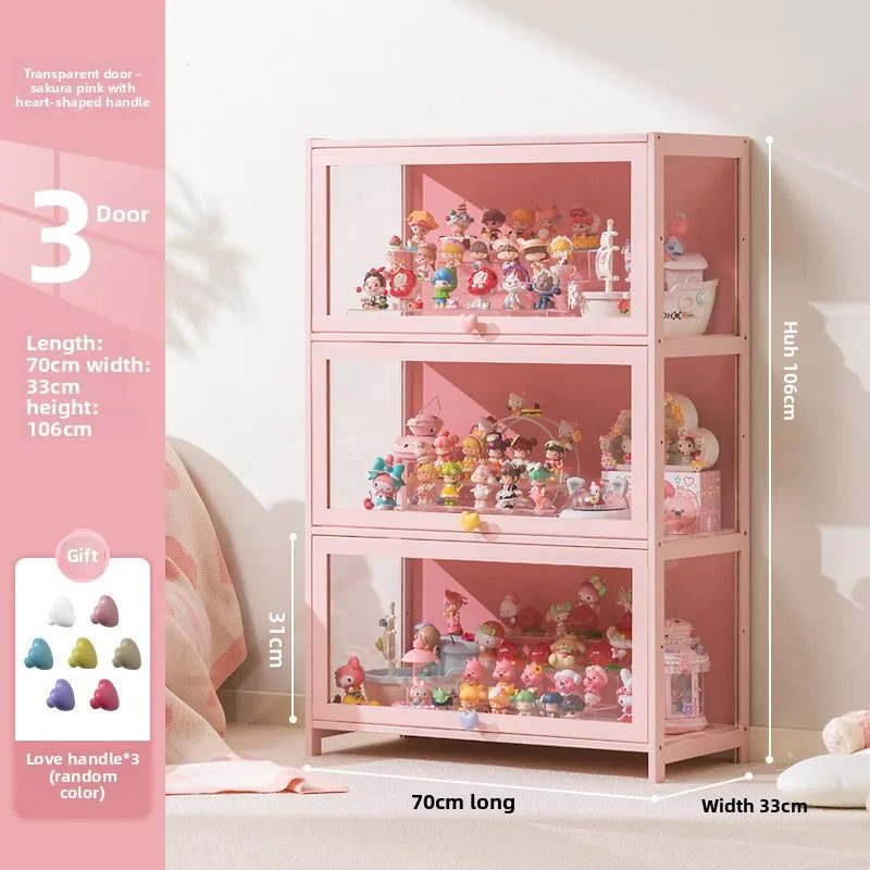 Display cabinet Household blind box ornament Pain cabinet decoration Dust-proof glass display stand Living room model cabinet Oasis Select Three doors 70 long