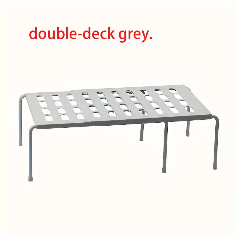 Non-adjustable plastic shoe rack, multi-layer storage organizer, space-saving sports shoes, slippers, family dormitory wardrobe, Oasis Select double-deck grey.