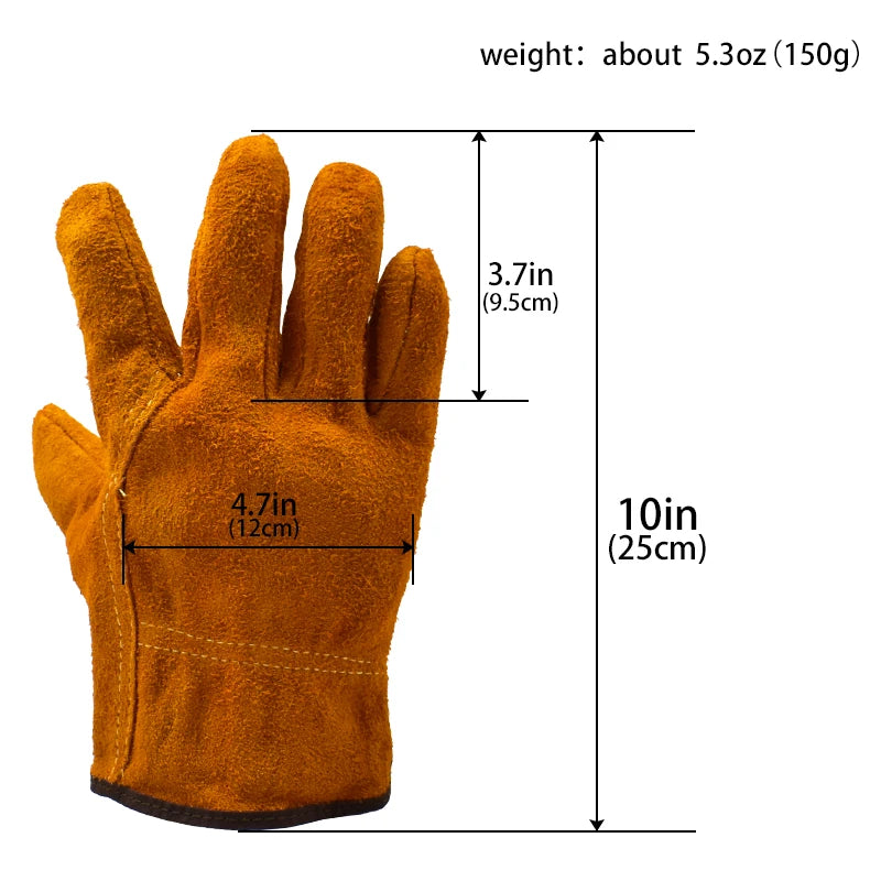 3/5/10 Pairs Labor Protection Work Gloves Soft Cowhide Welding Safety Protection Wear-Resistant Insulated Welding Gloves Oasis Select