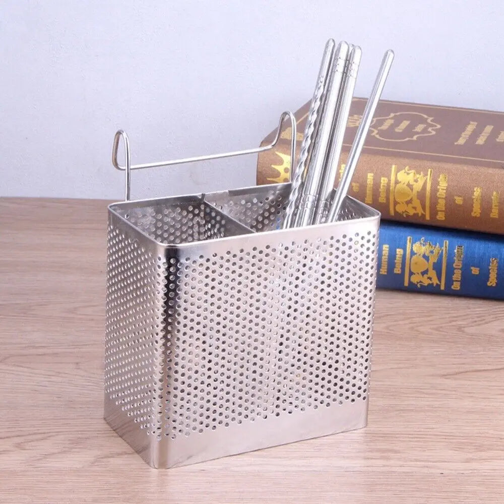 Stainless Steel Chopsticks Rack Tableware Holder Organizer Cutlery Dryer Drainer Shelf With Hooks Kitchen Accessories Oasis Select