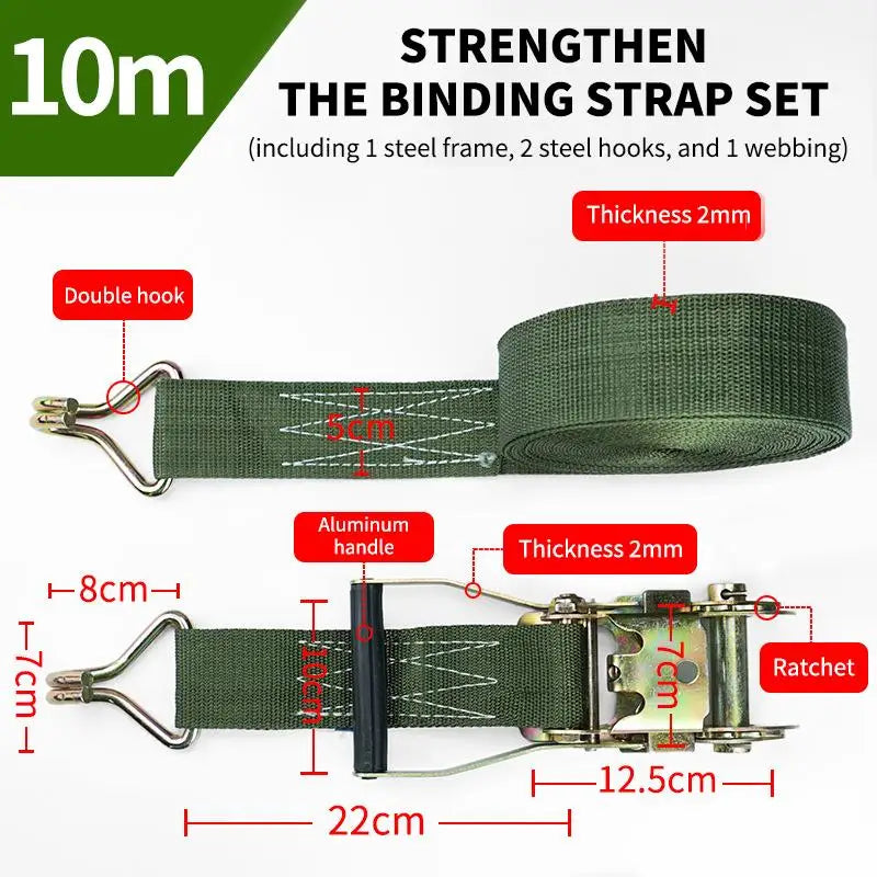 3M/6M/10M/15M Cargo Strap Heavy Duty Adjustable Ratchet Cargo Tie Down Strap Luggage Belt Tow Rope Tali Lashing Oasis Select 10M