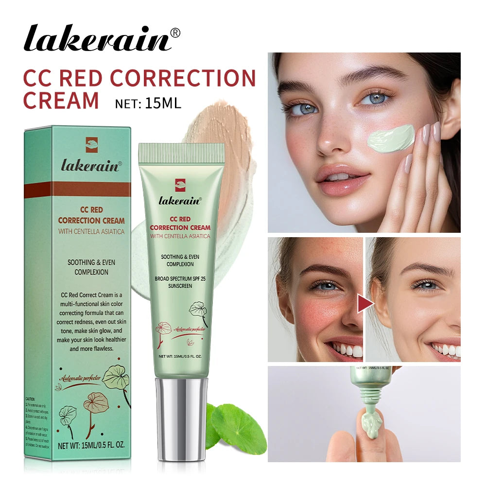 CC Red Correction Cream Liquid-Based Full Coverage Cream Waterproof Long-Lasting Correct Redness Foundation Korean Face Cosmetic Oasis Select