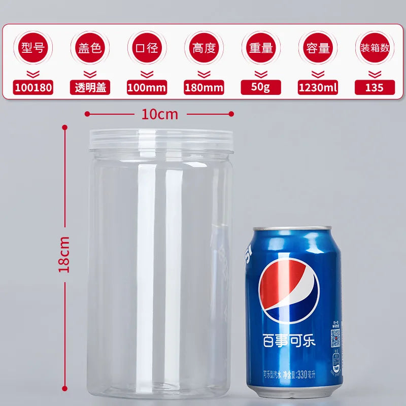 Plastic Packing Bottle PET Clear Empty Seal Circular Bucket Storage