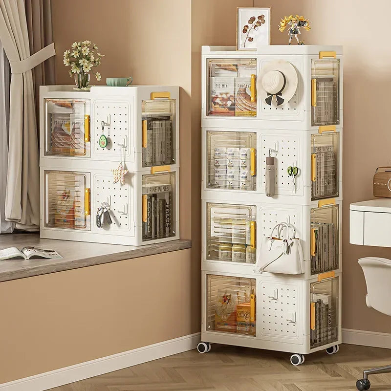 Stackable bookcase storage box Movable sorting folding box Classroom storage Living room sundries storage box sturdy and durable Oasis Select