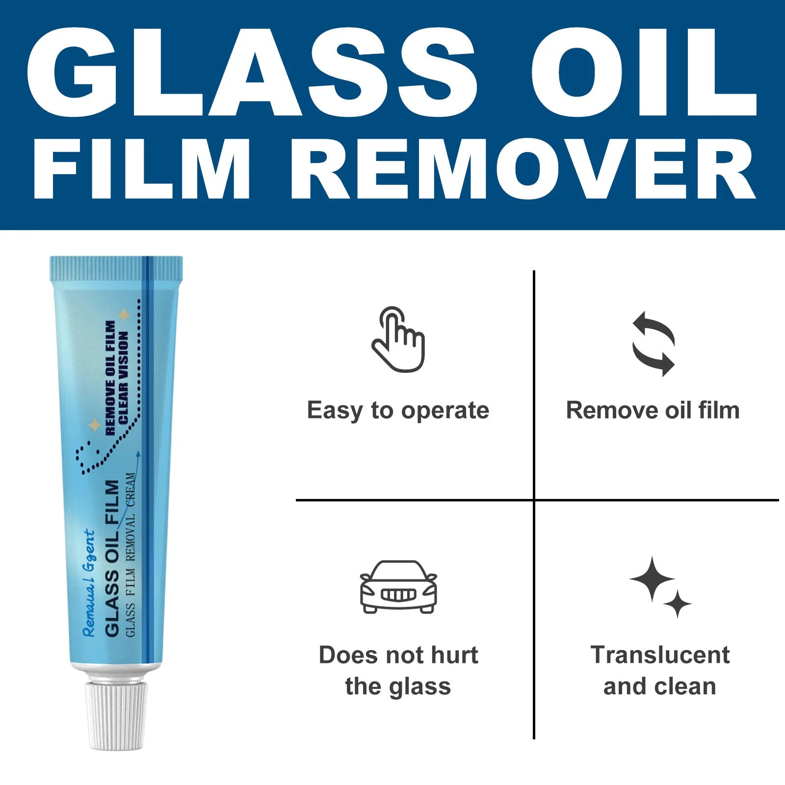 Car Glass Oil Film Remover Remove Stubborn Oil Film Dirt Stain Anti Smear Not Scratch Glass Restore Clarity Car Glass Cleaner Oasis Select