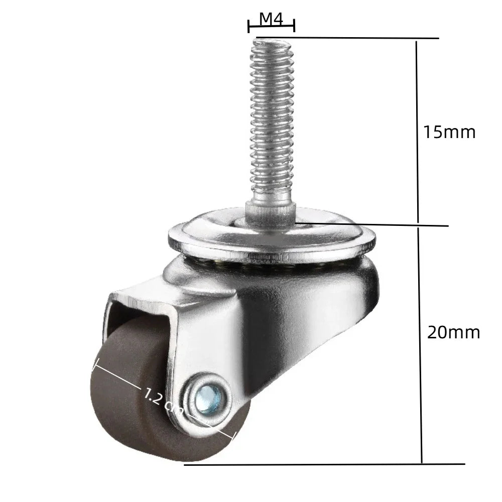4pcs 0.5 Inch Small Casters Wheels Low Profile No Noise Mini Caster Wheels DIY Storage Box Small Furniture Wheels Appliances Oasis Select