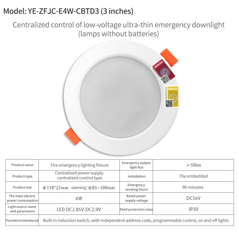LED Emergency Recessed Downlight 4W/10W/14W | 90-Min Backup