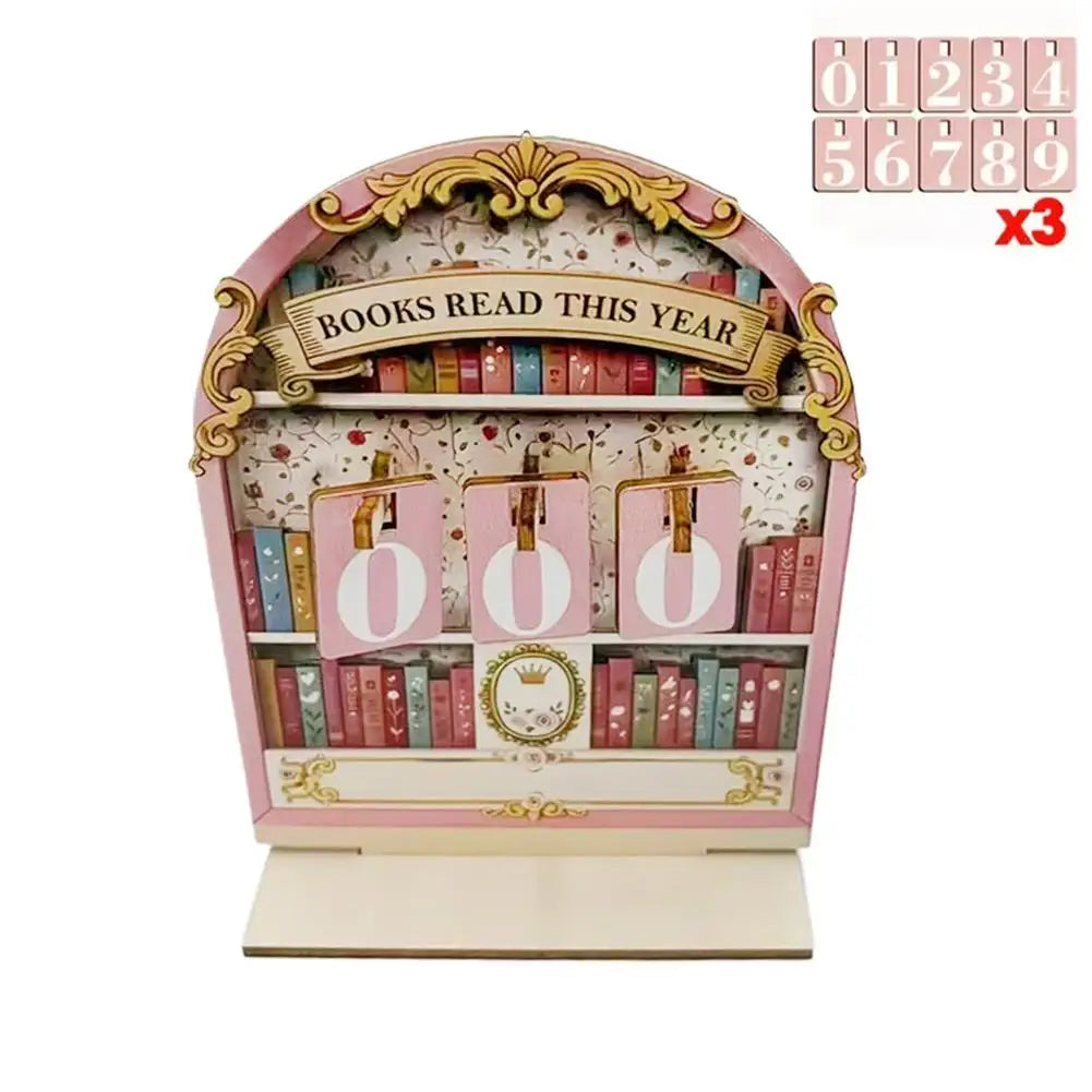 Retro Wooden Reading Challenge Tracker Counter Up To 999 Books Record Keeper Home Classroom Ornament Gift for Book Lovers Oasis Select C