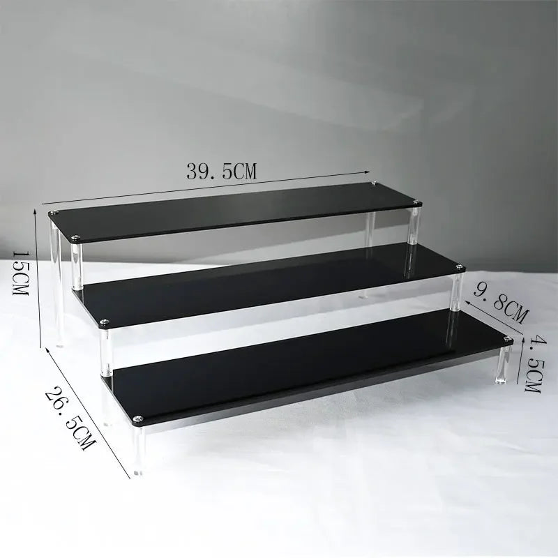 1–5 Tier Acrylic Display Stand | Riser Shelf Rack – Clear & Black