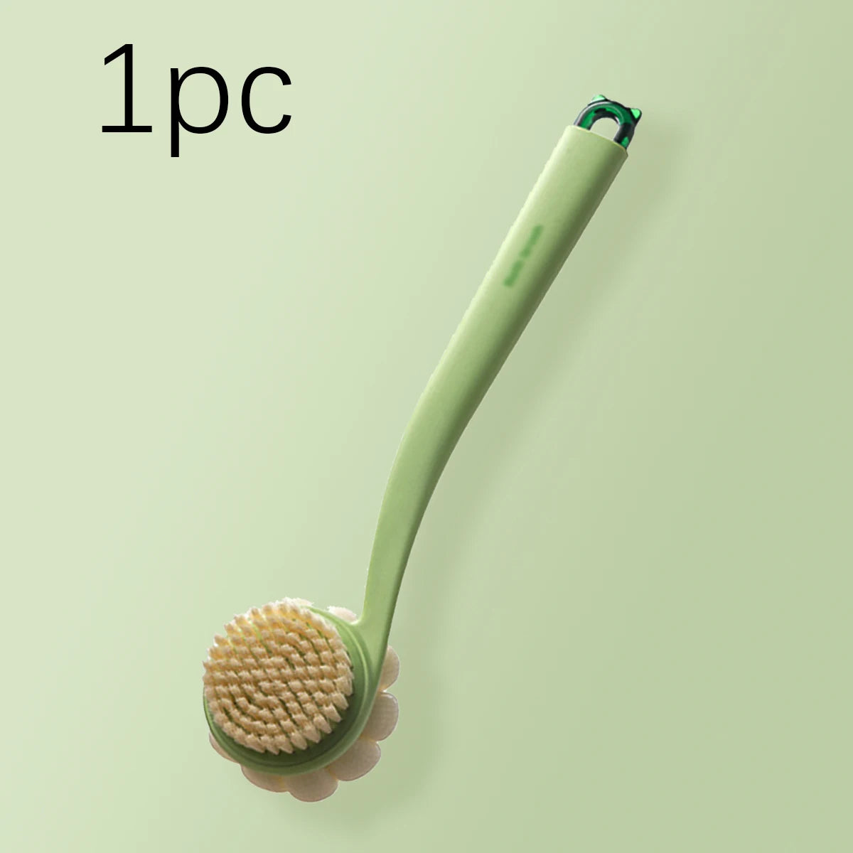 3in1 Shower Brush Long Handle Back Scrubber Soft Bristles Loofah Foot Exfoliating Anti Slip Bath Body Spa Tool Oasis Select Green