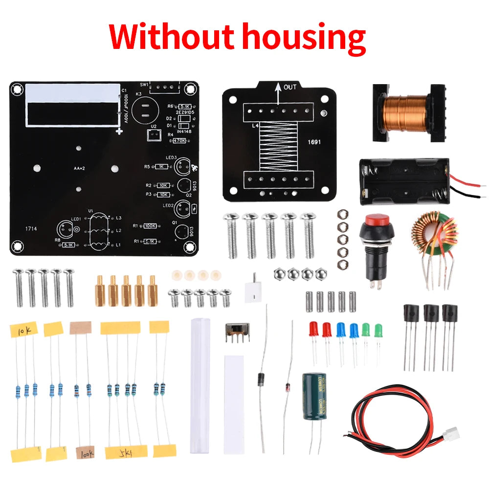Enhanced DC3V High Voltage Electromagnetic Cannon DIY Kit Circuit Board Welding Practice Electronic Experiment Parts Oasis Select Without shell