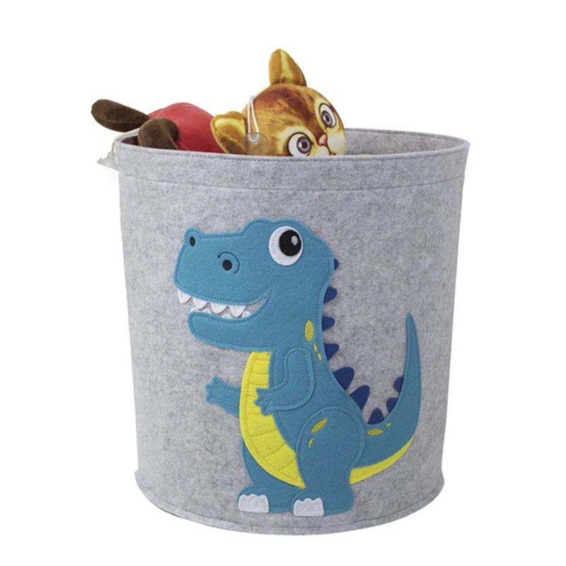 Panda Dinosaur Baby Storage Basket Felt Toy Organizer Laundry Clothes Bucket Cartoon Nursery Hamper for Kids Gift Idea Oasis Select Dinosaur