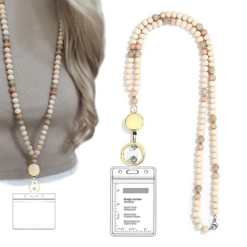 Beaded Lanyard Necklace for Women – ID Badge & Key Holder