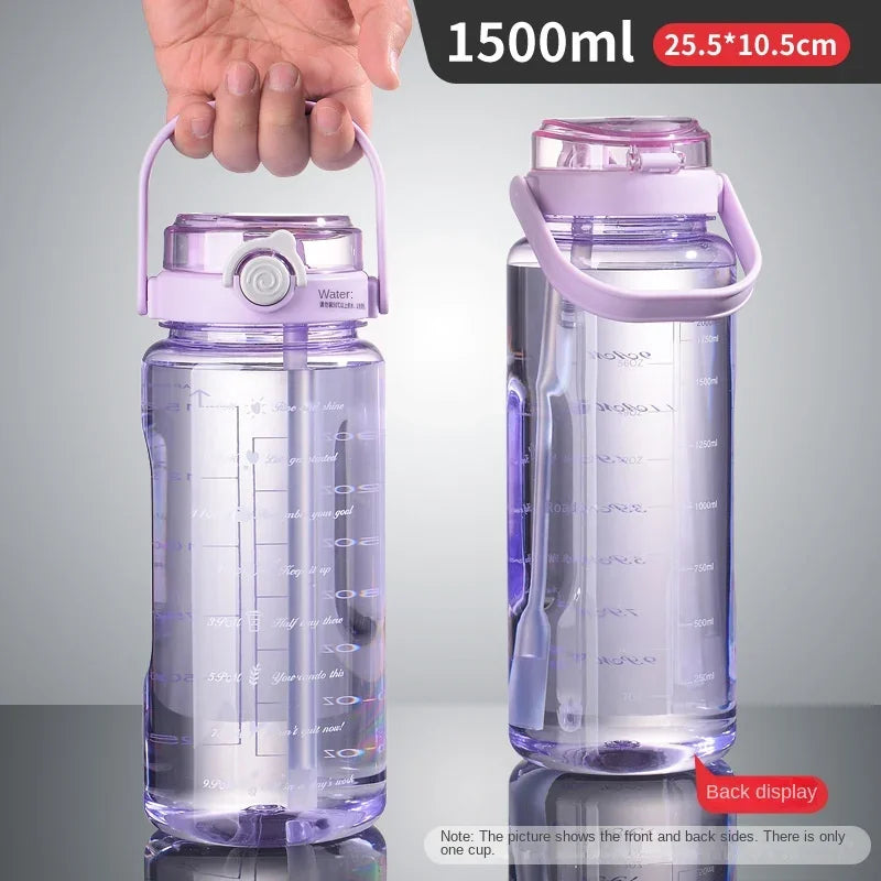 1.5L Sports Water Cup With Straws & Handle BPA-Free Leak-Proof Portable Water Bottle Large Capacity Plastic Straw Water Cup Oasis Select 1500ml 1pc purple