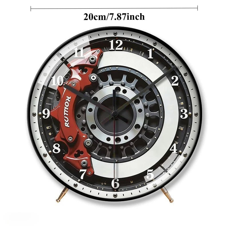 Industrial Style Hub Clock Modified Car Brake Caliper Mute Table Clock for Living Room Desk Clock Oasis Select Black 20cm