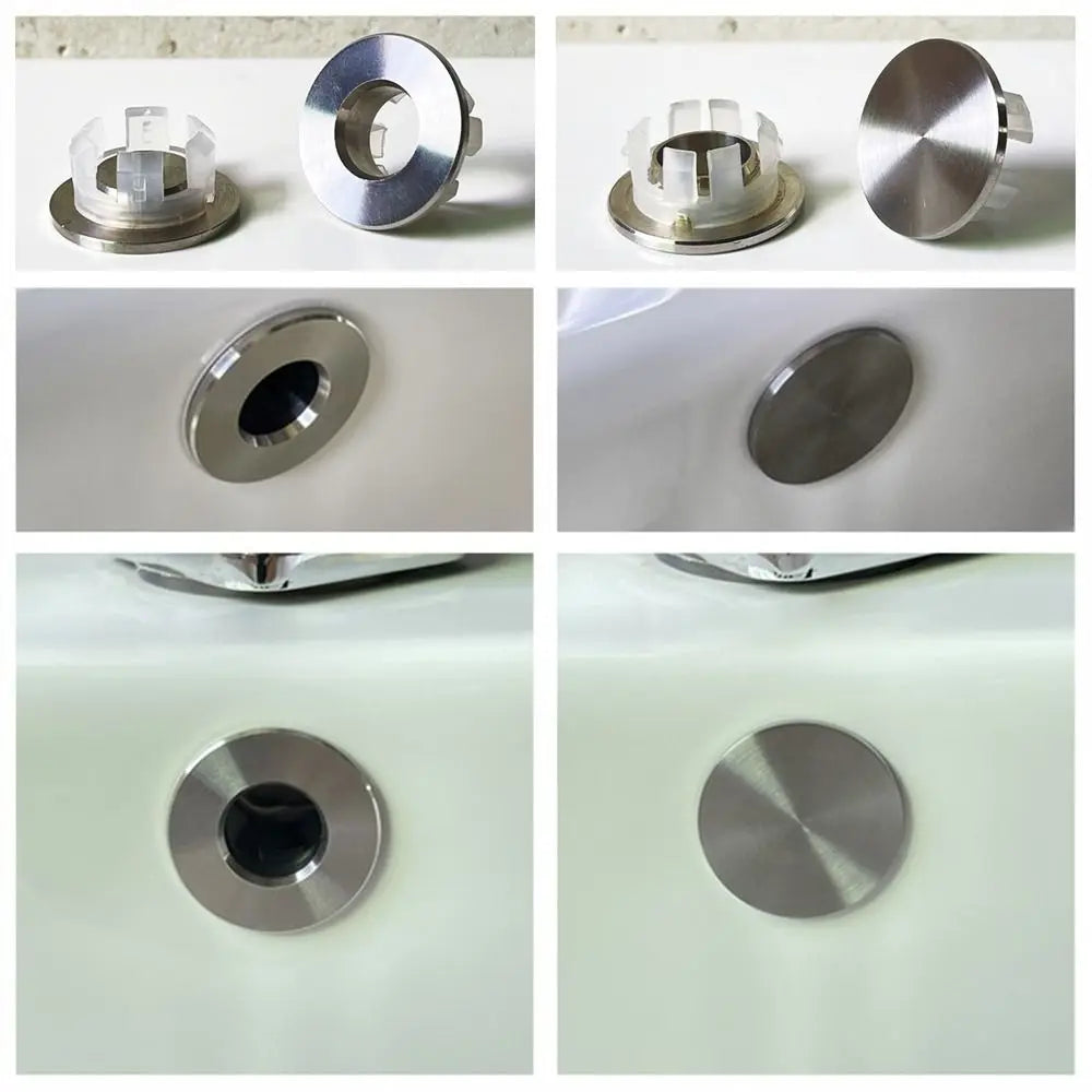 Useful Stainless Steel Sink Overflow Covers Round Wash Basin Overflow Ring Plug Replacement Sink Hole Cover Trim Ring Cap Oasis Select