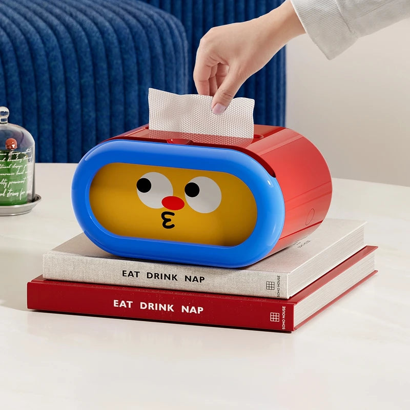 Creative tissue box cover, interchangeable expression pattern tissue storage box, pull-out tissue dispenser, tissue box holder Oasis Select