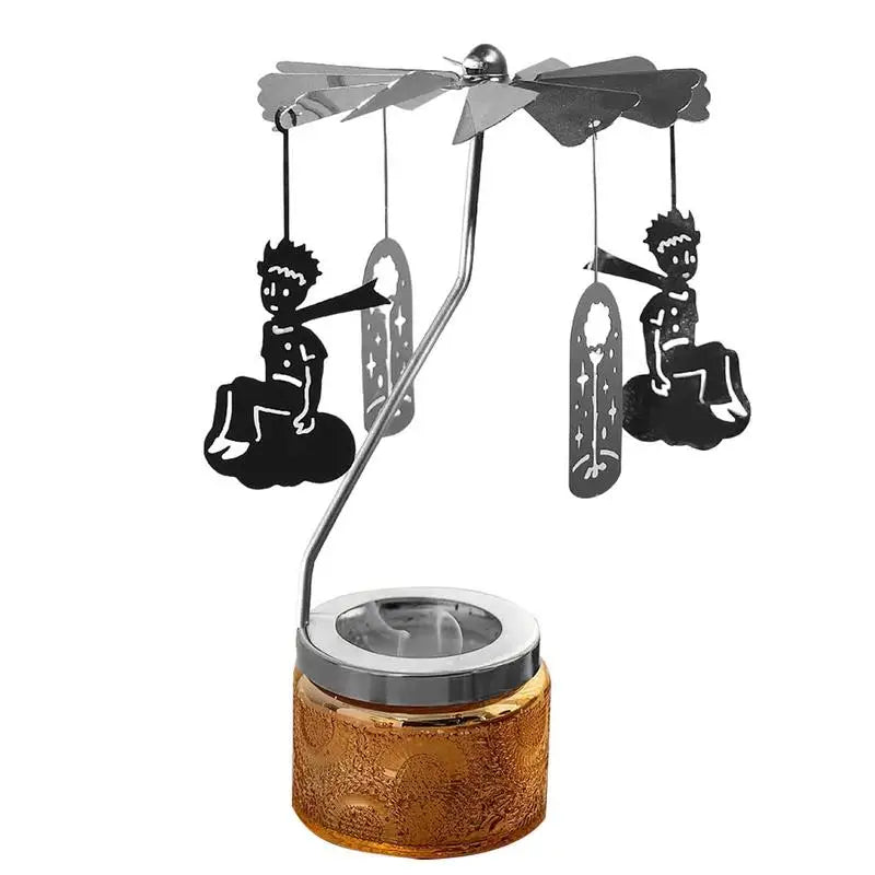 Rotating Candle Holder Thermal Spinning Candlestick Holder Round Revolving Lantern Dream Decoration Candle Tea Light Holder Oasis Select