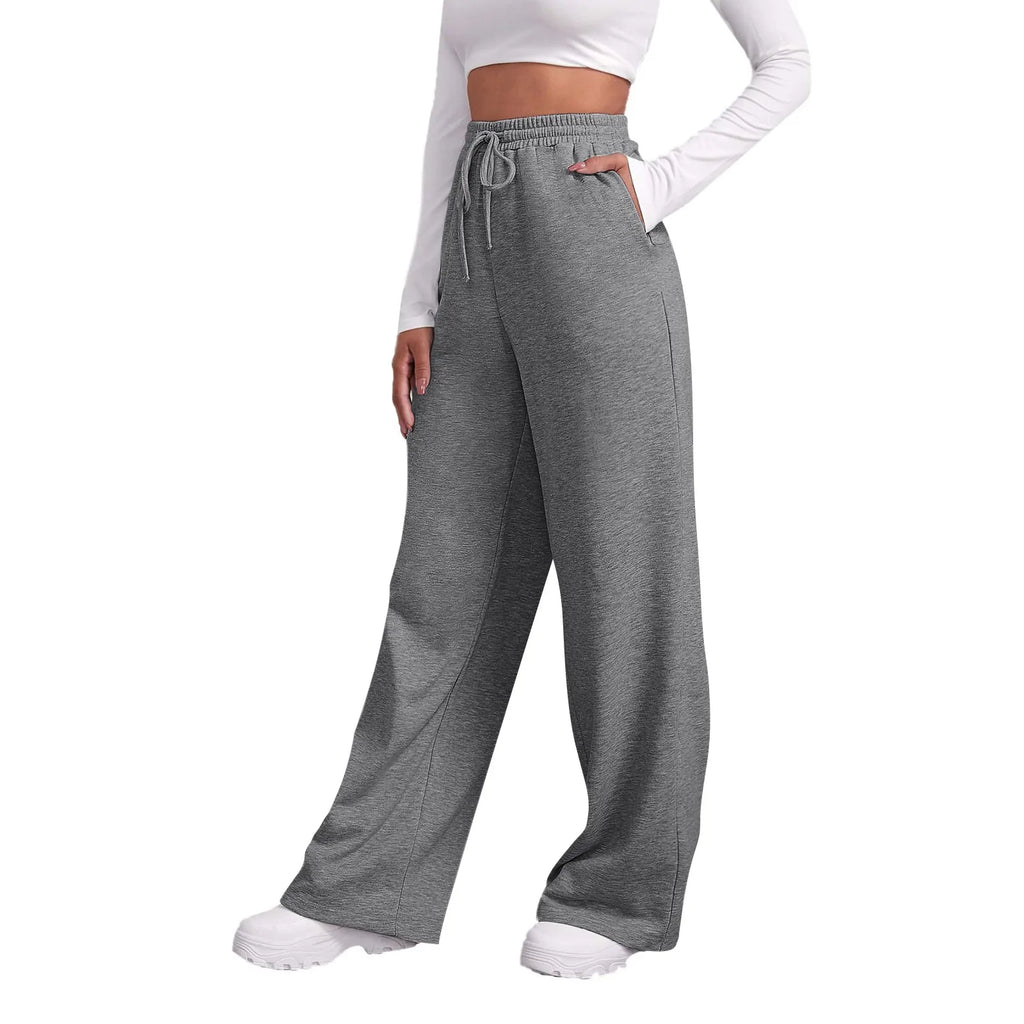 Women's Fleece-Lined Wide Leg Sweatpants | Casual Joggers Wide Leg Sweatpants Oasis Select Gray S