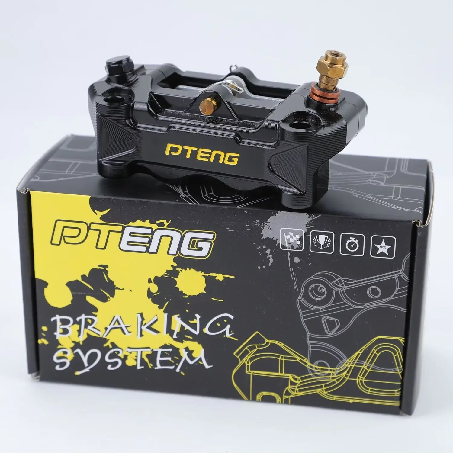 PTENG large radiation caliper modification universal four piston PTU9 brake caliper Oasis Select black