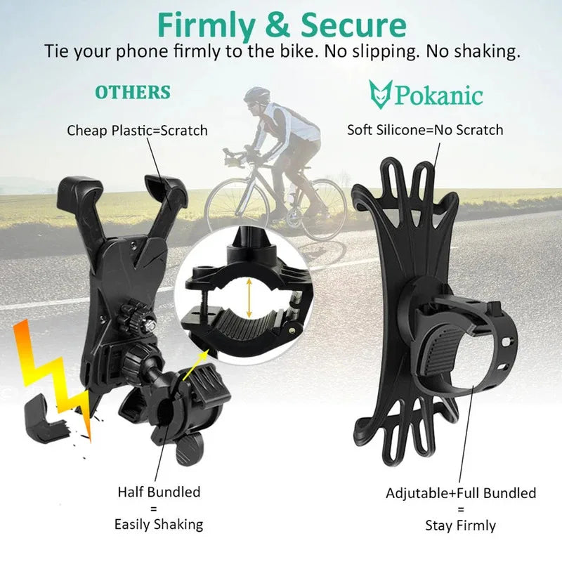 1/2/3pcs Rotatable Mobile Phone Bicycle Motorcycle Holder Bike Safe Bracket Silicone Support Silicone Pull Type Phone Stand Oasis Select