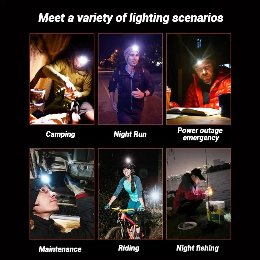 Multifunctionnal Hat Clip Waterproof Headlamp Camping Lamp Rechargeable Headlamp With Keychain Night Running Fishing Camping Oasis Select