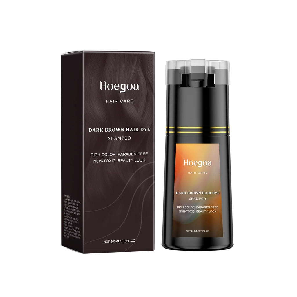 Hoegoa Hair Dye Shampoo Permanent Brown Natural Coloring Coverage